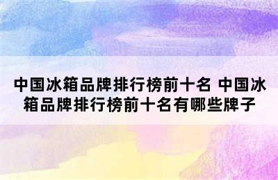 中国冰箱品牌排行榜前十名 中国冰箱品牌排行榜前十名有哪些牌子